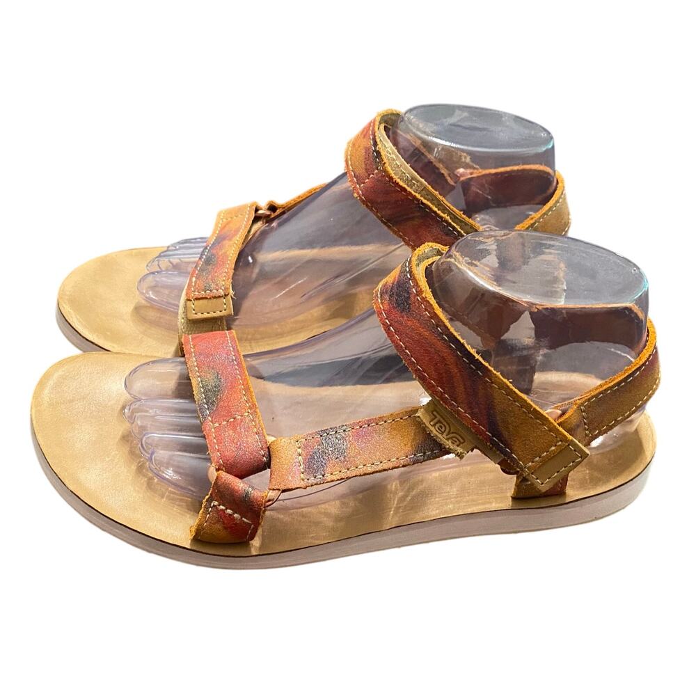 Teva Original Universal x Jhené Aiko Leather Sandals Art Print Women's 9 Beach